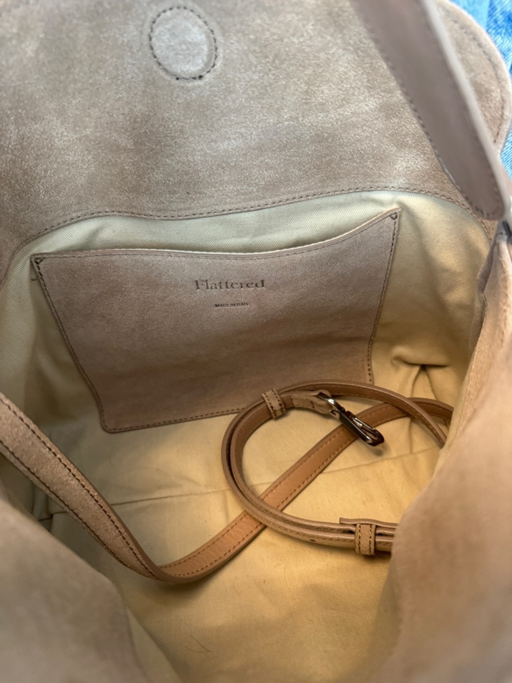 Flattered Suede Shoulder Bag in Tan - Picture 9 of 10